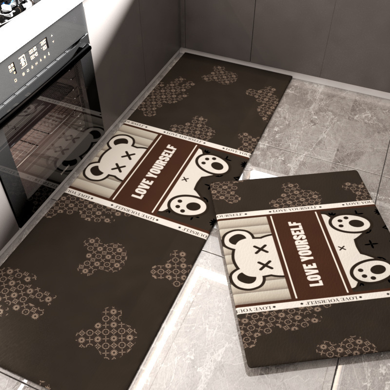 Emma Bear-Love Yourself [방수 및 방유 가죽 PU 바닥 매트]