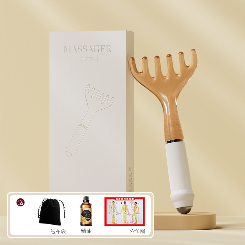 Pein de cuerno de ciervo, rastrillo pequeño, masaje de cinco dedos, peinado de cabello, garra de agarre del cuero cabelludo, meridianos, tratamiento de la cabeza, artefacto de rastrillo de músculos faciales caseros