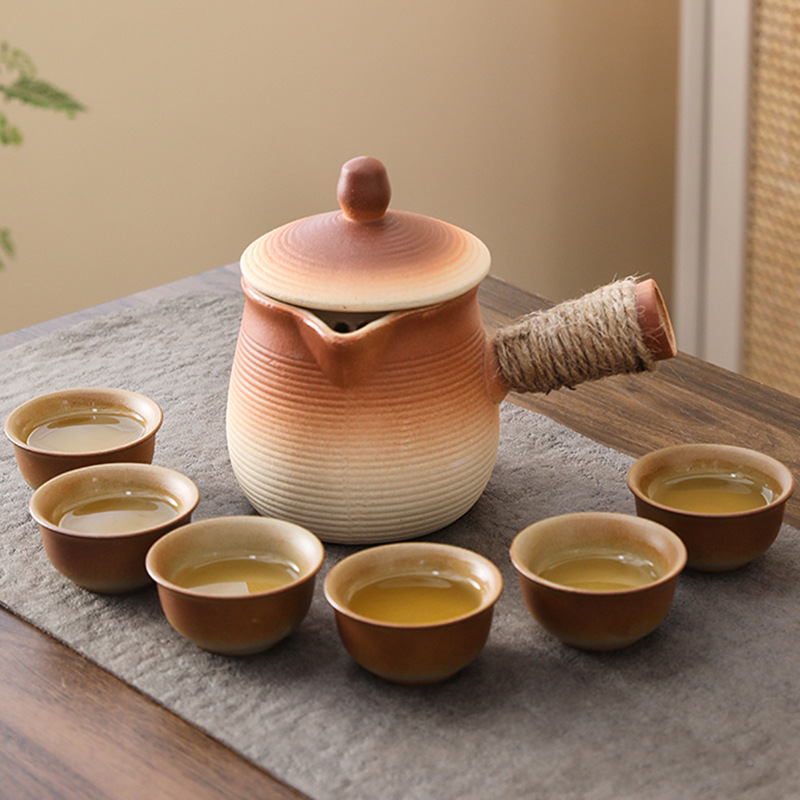 (帶蓋)烤奶茶罐罐壺圍爐煮茶壺器具家用陶瓷可明火側把壺2024新款