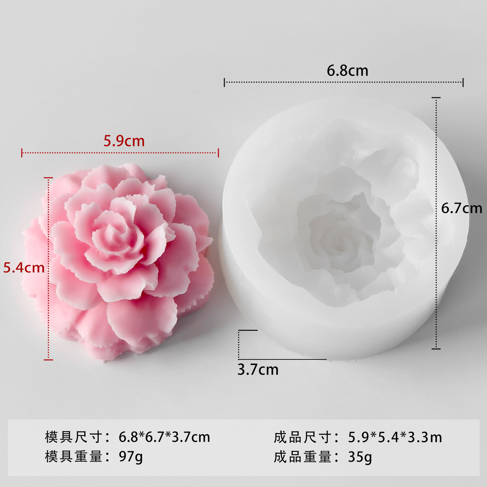 Jiahuimei flor aromaterapia vela molde de silicona DIY pétalo fragancia piedra hecha a mano jabón yeso epoxi herramienta abrasiva