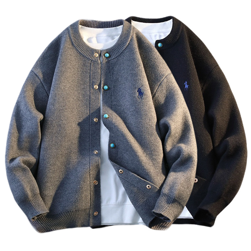 Explosiones transfronterizas de tamaño grande europeo Cardigan jersey suéter hombre chaqueta vieja ganancia fábrica de botones turquesa al por mayor