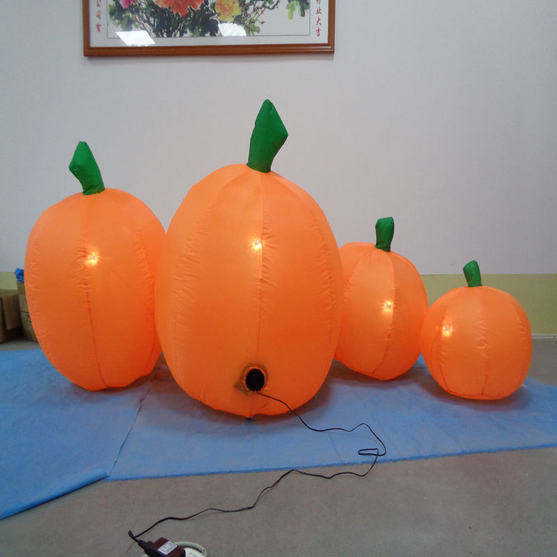 万圣节充气南瓜家族 户外防水LED灯发光气模 气氛庭院摆件道具