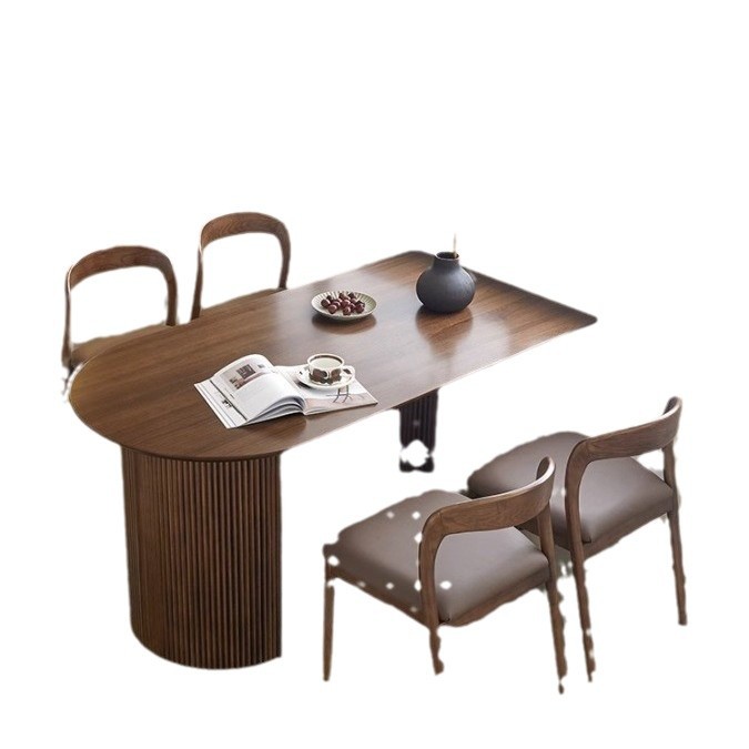 Mesa de comedor de madera sólida nórdica simple mesa de comedor rectangular pequeña casa comedor contra la pared