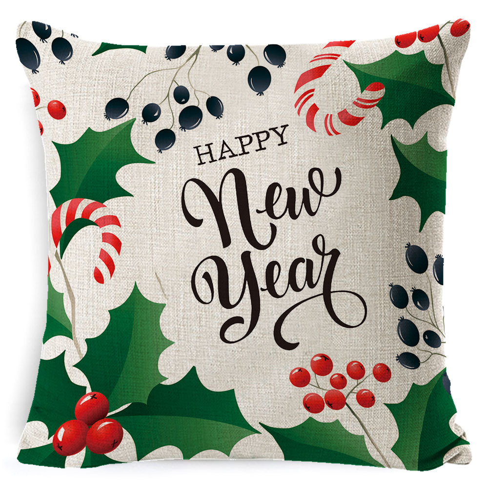 Amazon popular hogar suministros Navidad funda de almohada nórdico Plaid Lino cojín sofá