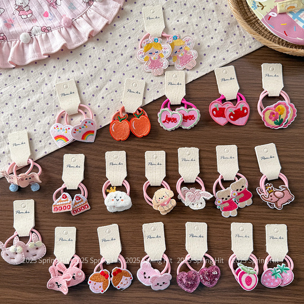 Cute cartoon elastic children's hair rope with pigtail