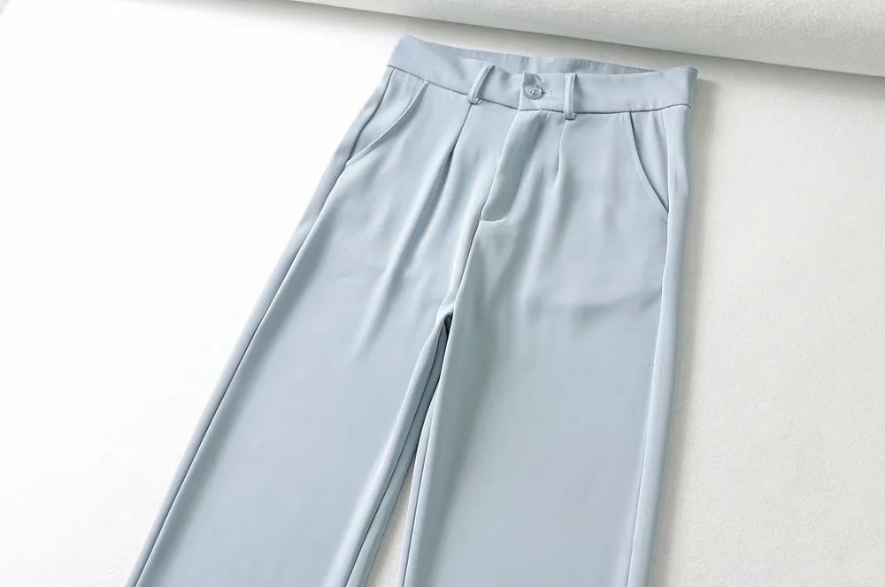 Thin Drape Loose High-Waist Straight-Leg Casual Suit Trousers NSAC52942