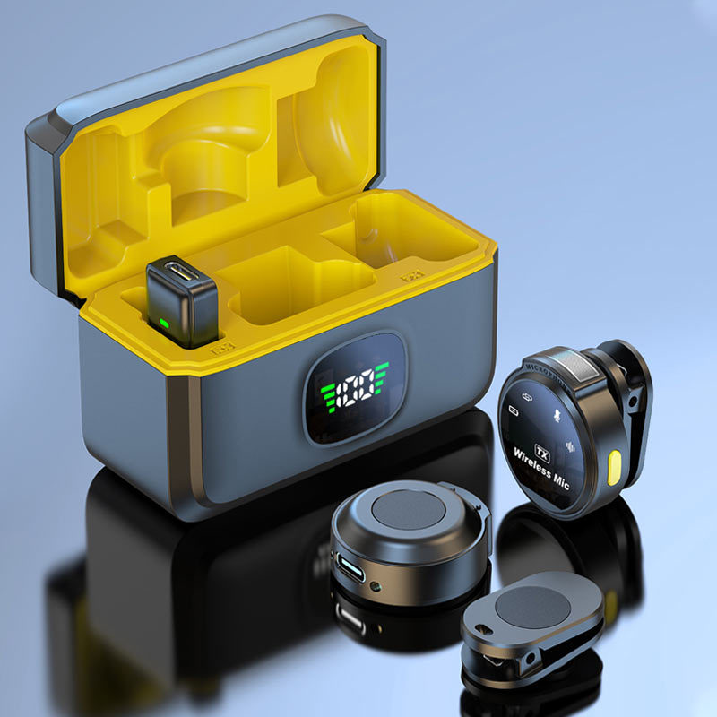 Nuevo micrófono lavalier inalámbrico con pantalla digital caja de carga grabación de vídeo en vivo reducción de ruido micrófono de radio mini micrófono
