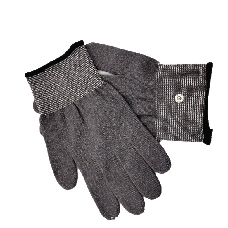 Fisioterapia fibra de plata negro gris oscuro instrumento de fisioterapia antibacteriano belleza cuidado de la salud pulso conductivo electroterapia Polo guantes de masaje