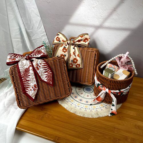 Imitation rattan woven box, retro storage suitcase, gift packaging, rattan box, empty box, rattan box, Dragon Boat Festival gift box