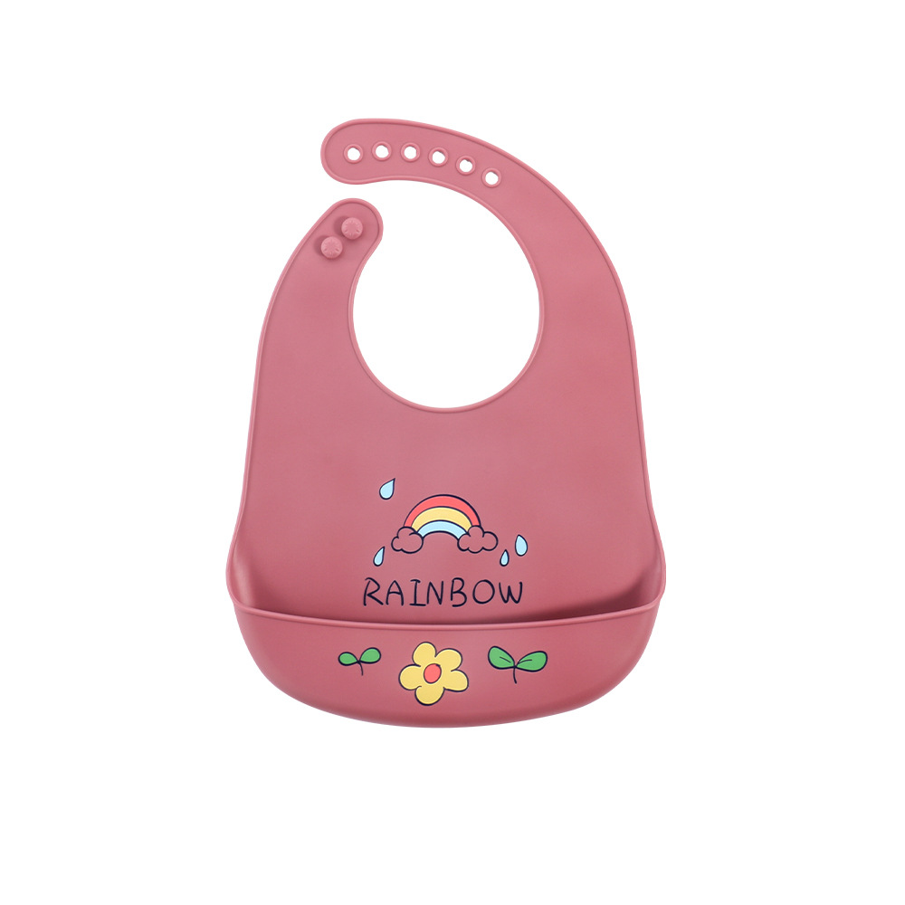 버건디 레인보우 플랫 턱받이