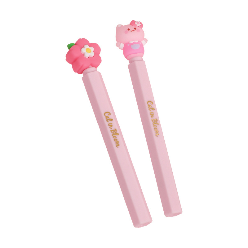 KUKI KOKI familia Sakura gatos bolígrafo neutro adorable creativo hermoso estudiantes chicas bolígrafo de firma negro bolígrafo de papelería image 5
