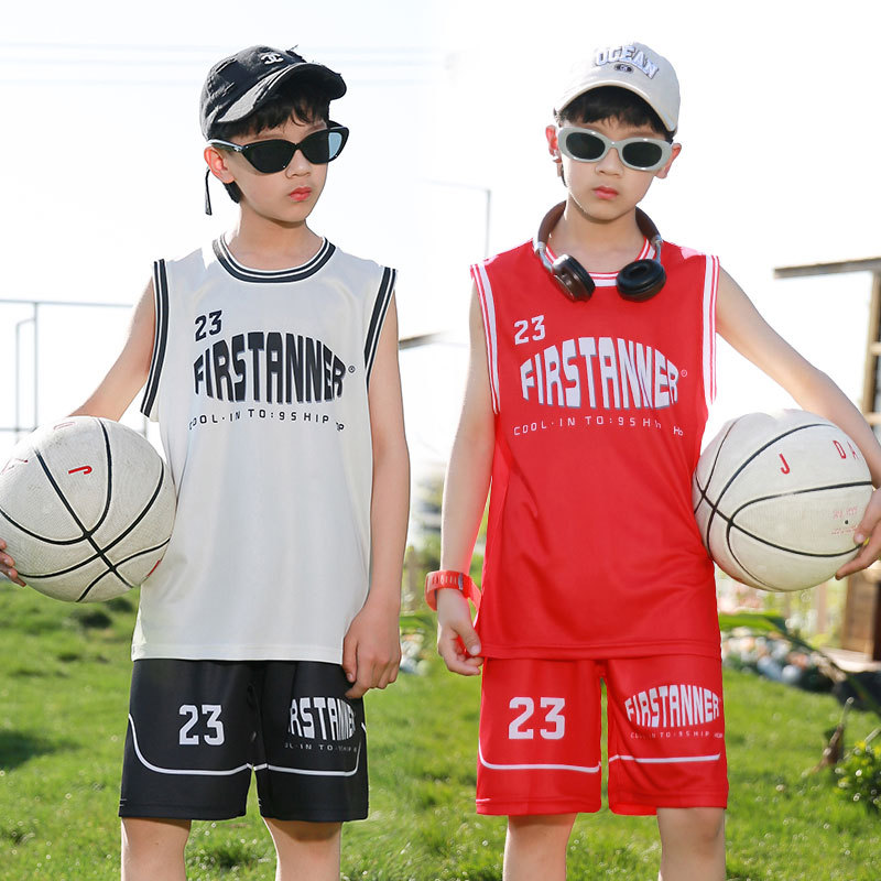 Children's Basketball Suit suit Boys' Girls' Trendy Cool Summer Outdoor Sports Jersey Big Kids Sleeveless Training Vest