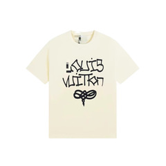 2025春夏レターラウンドネックデザインスモールVファミリー新作半袖Tシャツ男女兼用、プリントデザイン、万能スタイル