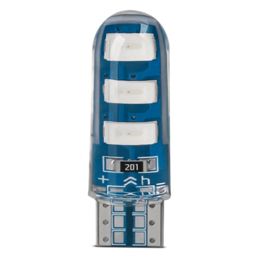 Автомобильный светодиодный индикатор ширины T10 5630 6SMD, силиконовый W5W, клеевой индикатор, высокая яркость, маленькая вилка 12 В