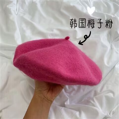 新しい秋と冬の女性の帽子韓国スタイル無地ファッションドーム立体ウールベレー帽カボチャ英国画家|undefined