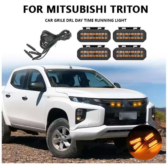 Automóvil Mitsubishi triton pickup red pequeña luz amarilla rejilla de modificación LED decoración pickup luz de advertencia fuera de carretera