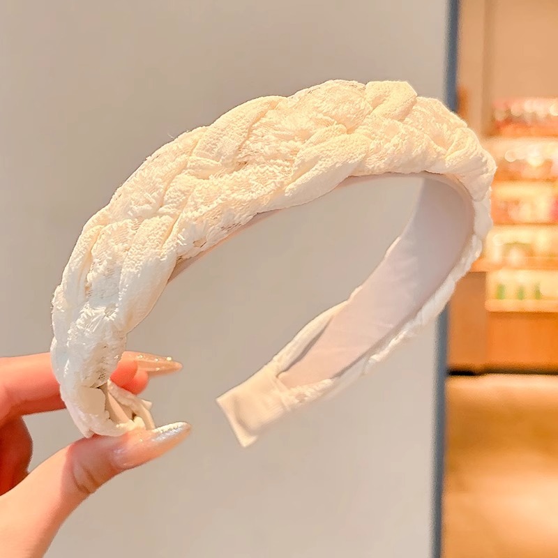 Niños bordes anchos de encaje twisted banda de cabello 2025 alta textura banda de cabello de dopamina universal para el cabello de presión