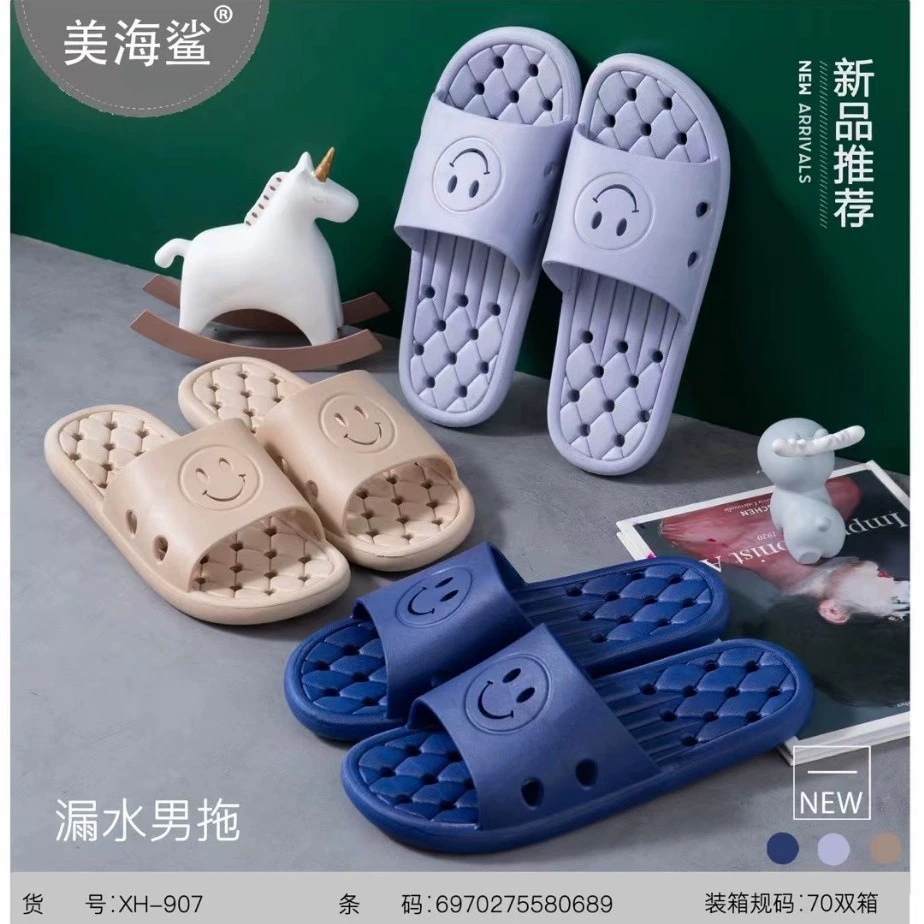 Тапочки для ванной со смайликами, летние парные, домашние протечки для родителей и детей, тапочки для ванны, Нескользящие мужские и женские сандалии, оптовая продажа