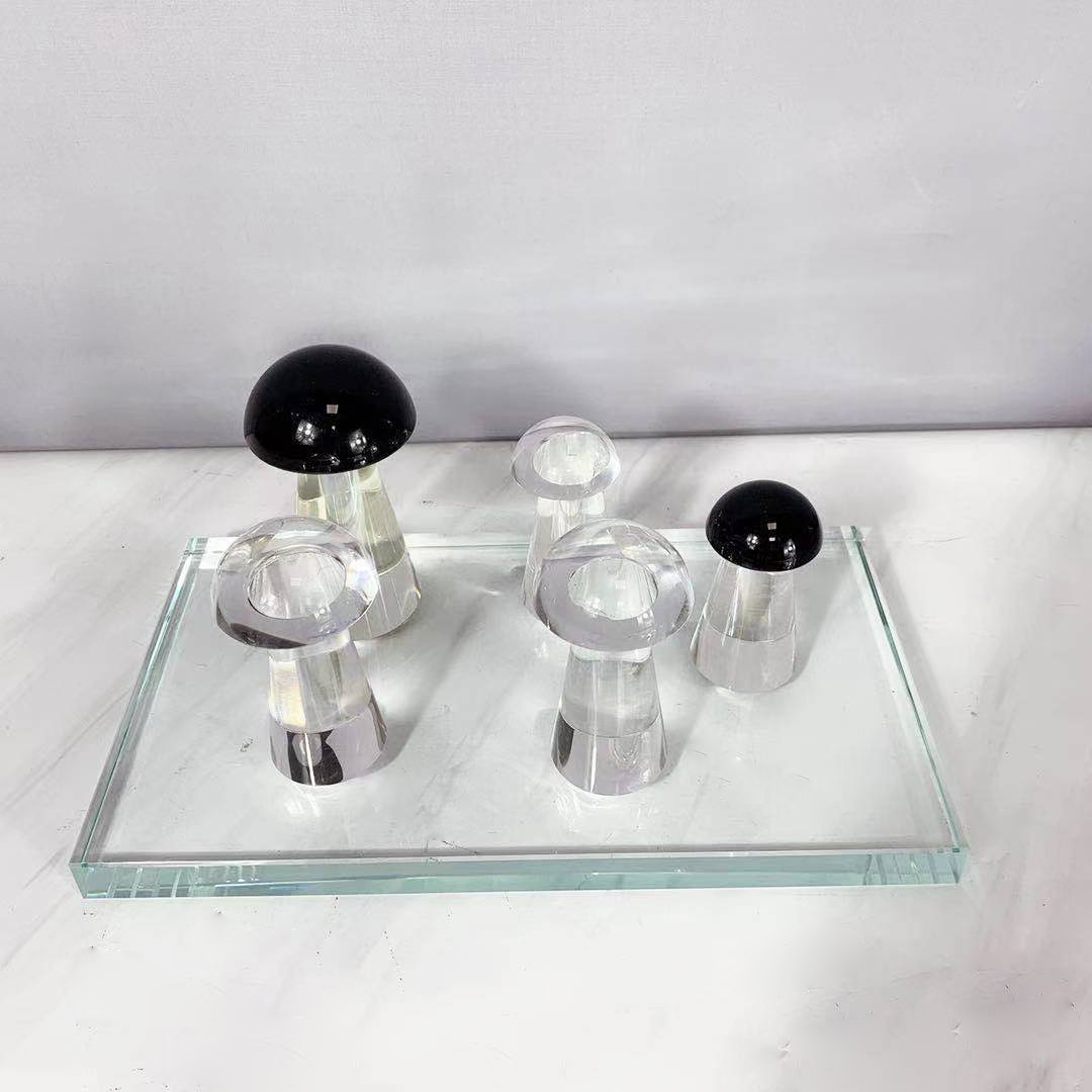 现代简约水晶蘑菇棋盘几何摆件样板房售楼处国际象棋装饰品