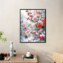 花卉雪景十字绣线绣客厅小件玄关卧室高端手工刺绣外贸跨境批发