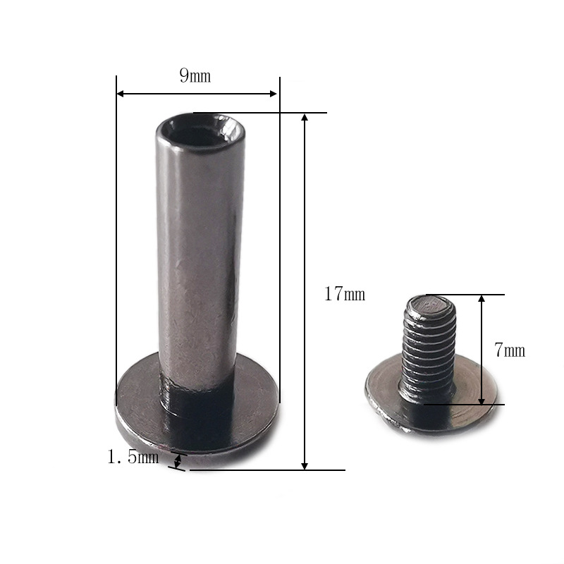 Clavo del libro de cuentas, cerradura de par de niño y madre dorado, tornillo de una palabra, álbum de fotos, calendario de escritorio, receta, par de remaches de niño y madre, tachuelas de cuero