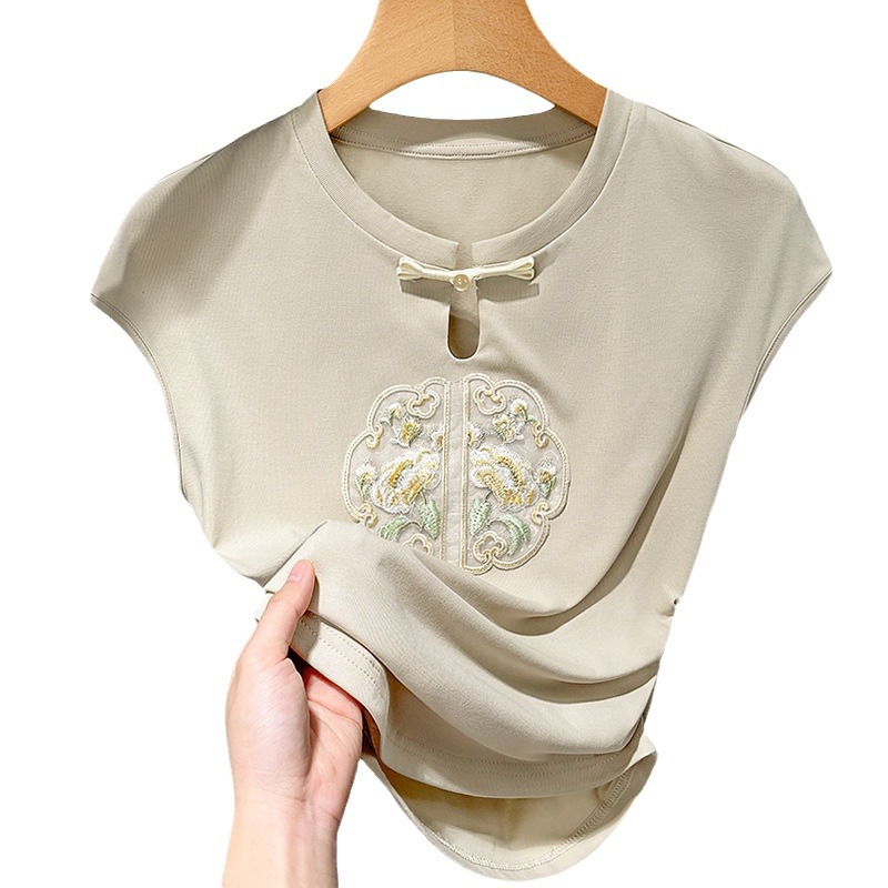 Chaleco bordado chino para mujeres 2024 nueva ropa de mujer retro agujero estilo nacional hebilla de cintura sin mangas