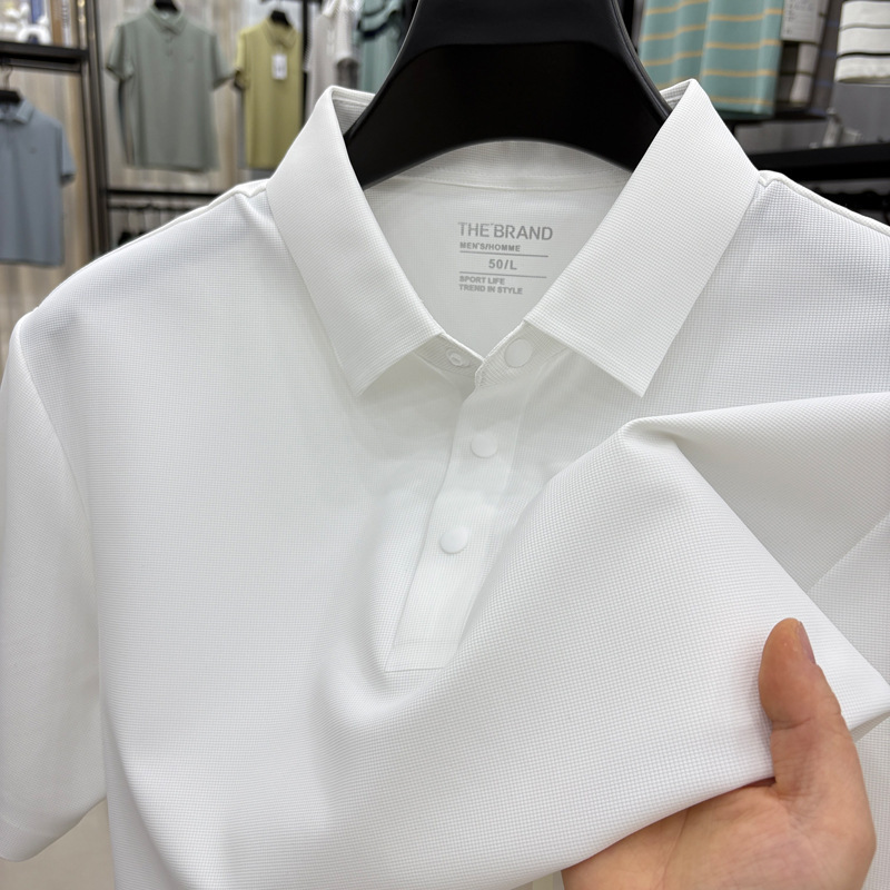 New Quick-Dry Summer Seamless Short-Sleeve T-Shirt with a Turn-Down Collar, Refreshing and Breathable Solid Color Men's Top New Quick-Dry Summer Seamless Short-Sleeve T-Shirt with a Turn-Down Collar, Refreshing and Breathable Solid Color Men's Top