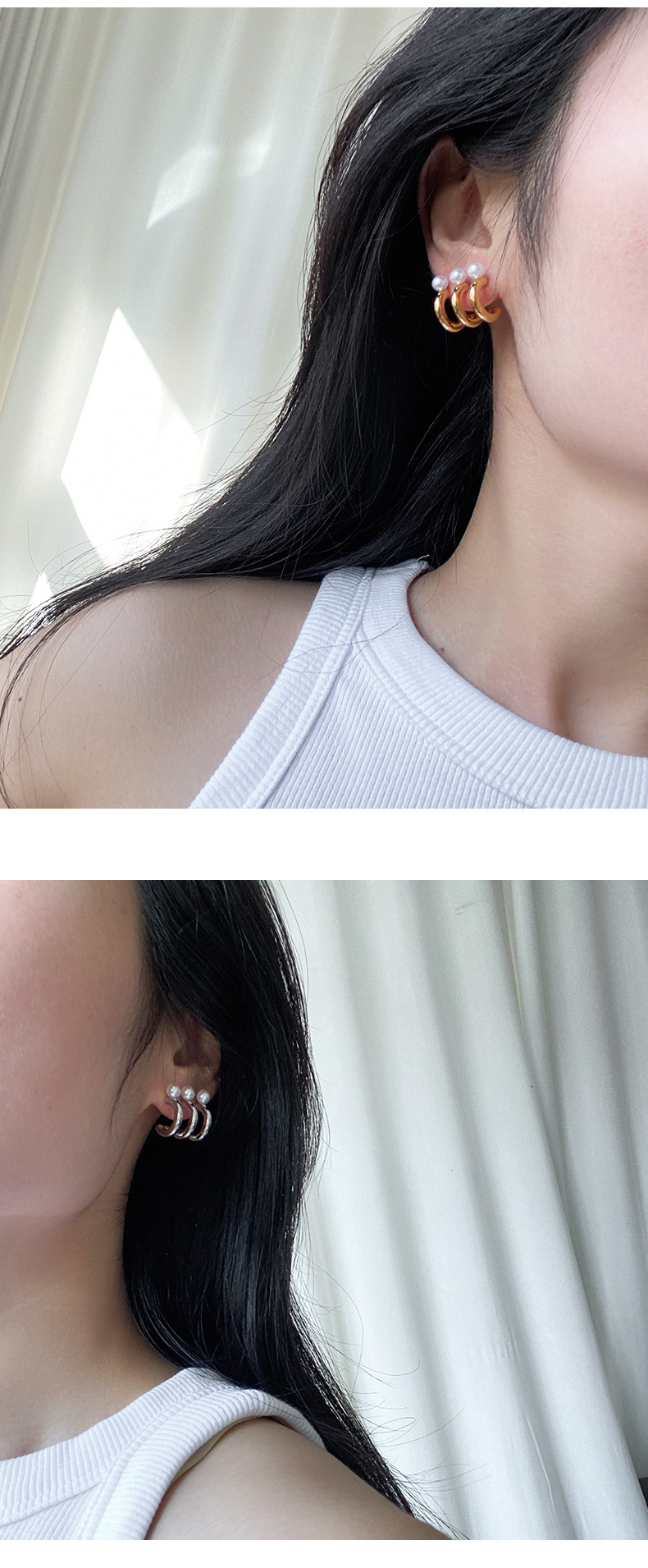 Retro Geometric Pearl Copper Earrings 1 Pair