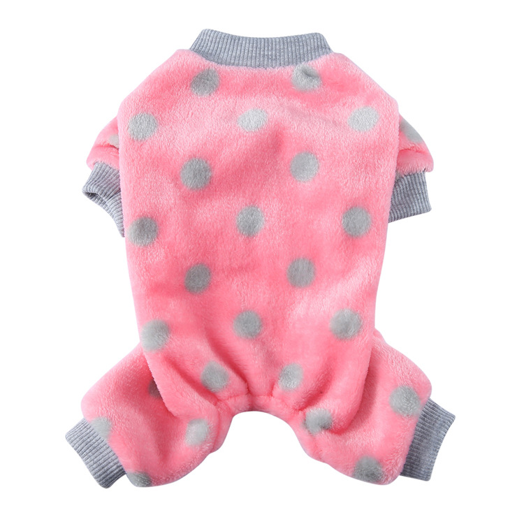Suministros para mascotas transfronterizos ropa para mascotas leopardo estampado Polka Dot homewear para perros pequeños y medianos invierno felpa casual pijamas para perros
