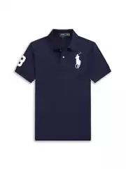 Foreign Trade Paul Short-sleeved Polo Shirt Men's Loose plus size Lapel Solid Color Cotton Embroidered Big Horse Mark Paul Shirt