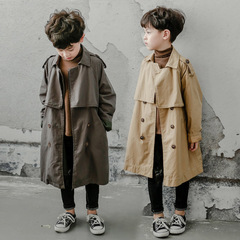 Children's clothing boys autumn clothing coat 2024 new spring and autumn items Korean style handsome boy middle and large children autumn trench coat fashion