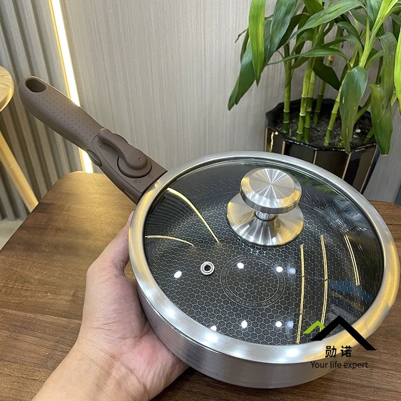 프라이팬 손잡이 탈부착 가능 (유리뚜껑 포함) 20cm 304 재질
