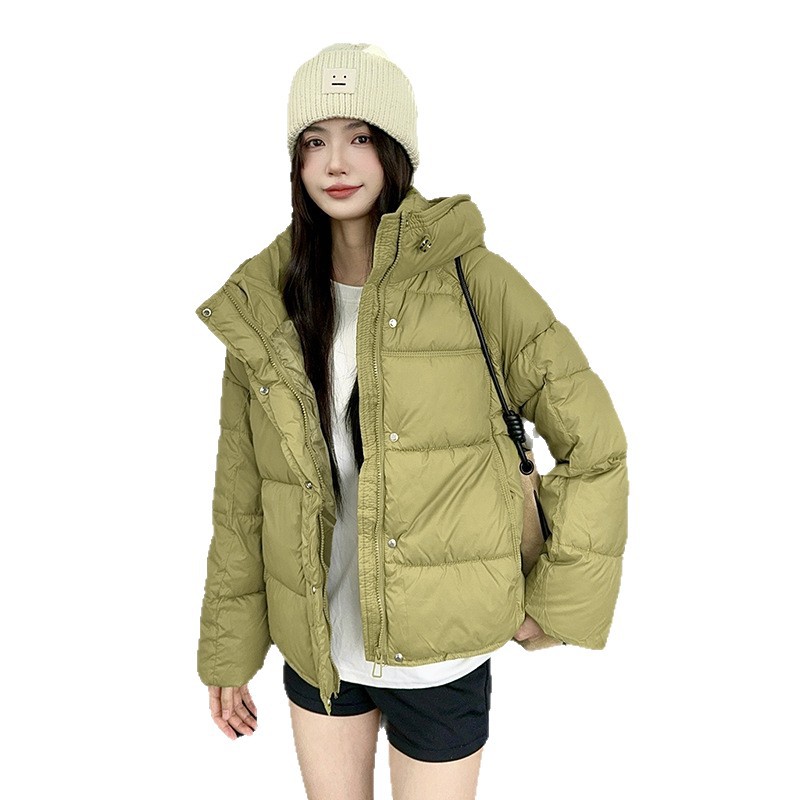 Puff plumón mujer corto grueso 2025 estilo coreano tortuga pequeña ropa de espalda gruesa abrigo de algodón