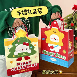 原创圣诞卡通礼品袋可爱手提纸袋送礼平安果包装袋生日礼物收纳袋