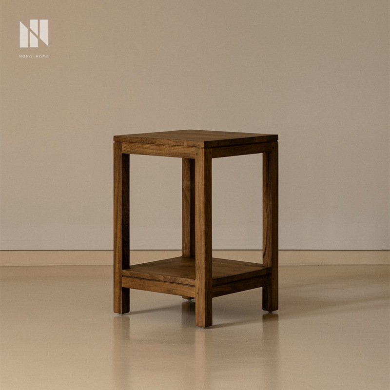 Nongju Retro Wabi-sabi Style Solid Wood Sofa Side Table Household Small Apartment Living Room Coffee Table Corner Table Bedroom Bedside Table