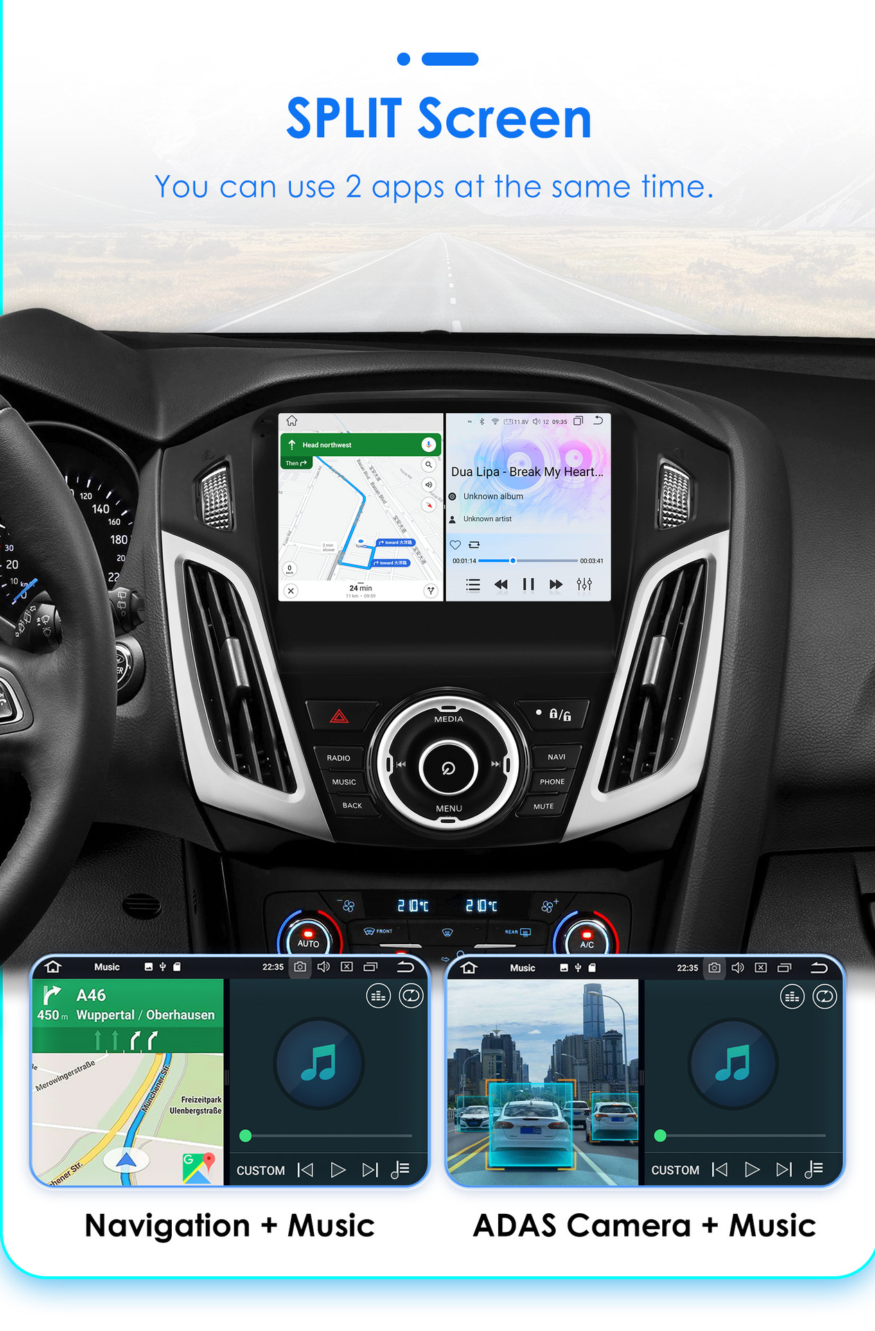 Suitable for 11-19 Models of Ford Focus Mk3 Android Smart Navigation Bluetooth Gps Integrated Reversing Camera System