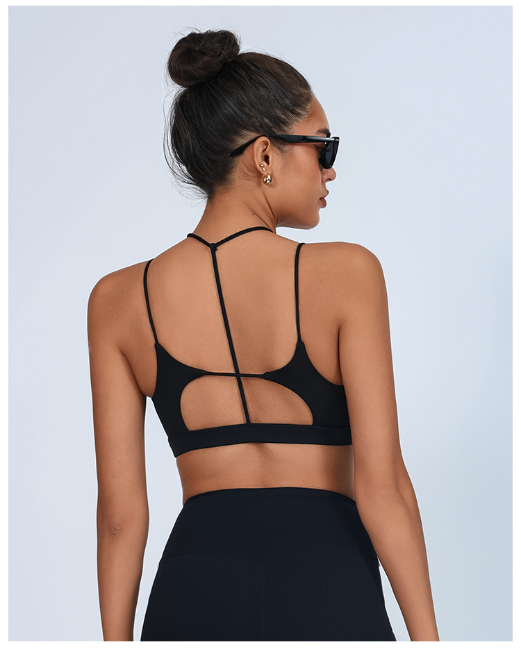 Comercio exterior Yoga transfronterizo Beauty Back Fitness Chaleco Mujer con almohadilla para el pecho Alta elasticidad y secado rápido para envolver el pecho Sujetador de entrenamiento de fitness deportivo