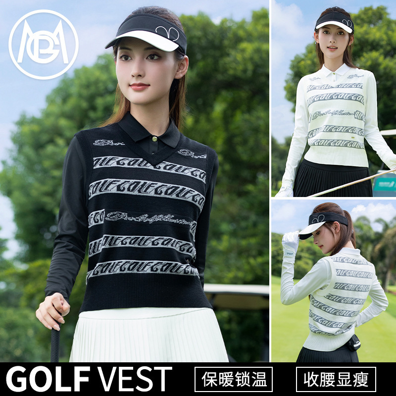 Pgm Golf Women's Clothing Autumn and Winter New Style V Neck Warm Outer Sportswear Tops Women's Vests