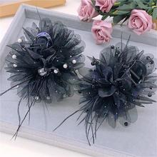 新款发饰批发女生甜美气质雪纺大花朵8公分底夹花朵发夹鲨鱼夹