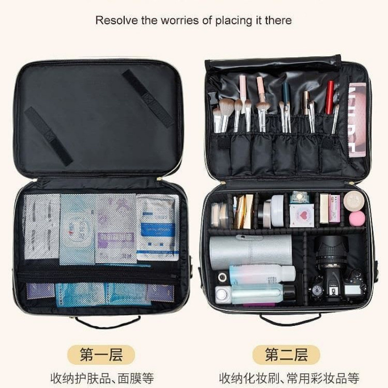 2026 nuevo tipo con lámpara led espejo maquillaje bolsa de maquillaje bolsa de transporte de productos de cuidado de la piel bolsa de maquillaje portátil