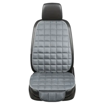 New car seat cushions, winter warm seat covers with backrest, universal fit for five-seater vehicles, five-seater car seat pads, available for drop shipping (Wool pad) - plush-seat-backrest-elegant-gray
