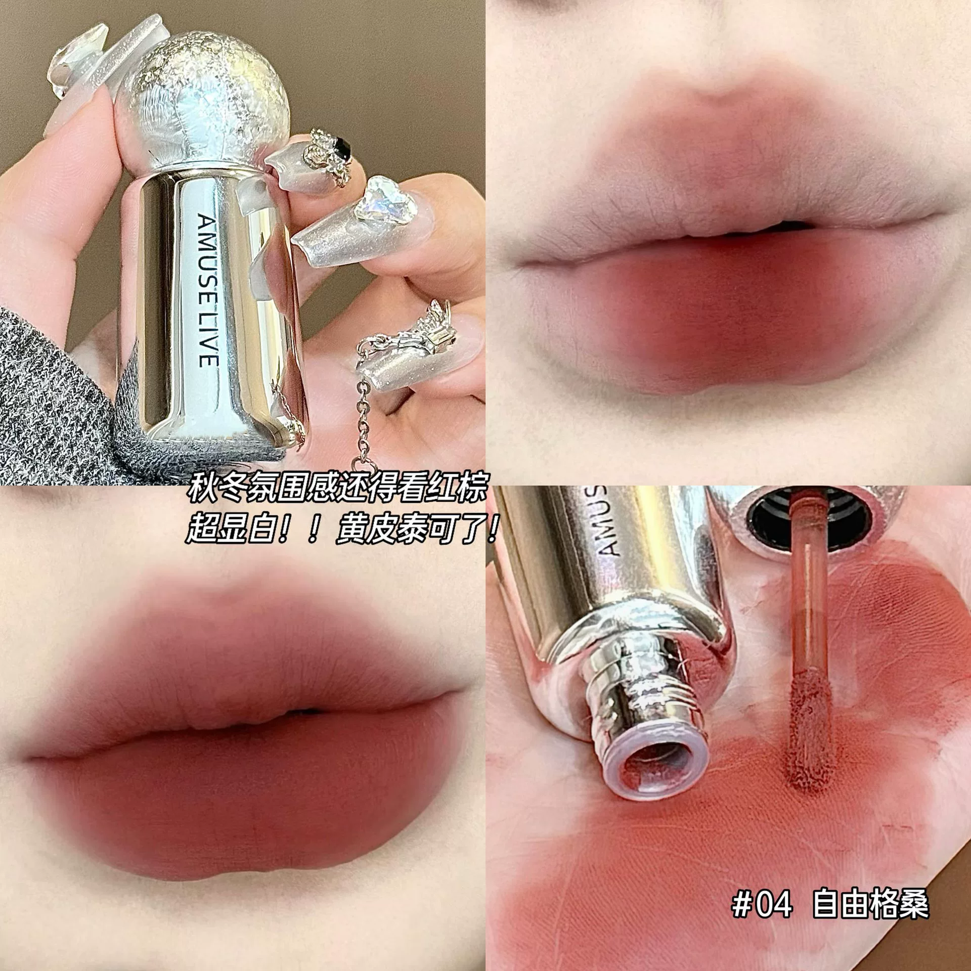 Matte Lipstick (AMUSE LIVE) translucent shading, long-lasting glossy-matte finish