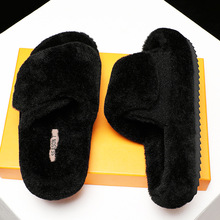 yeezy毛毛拖鞋男秋冬季室内外穿羊毛加绒加厚防滑魔术贴面棉拖鞋