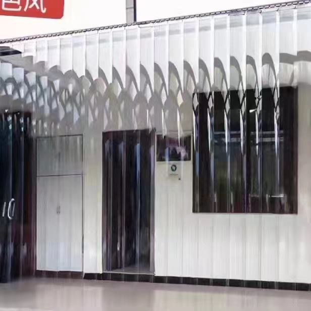 PVC整体连接可推拉折叠隔断帘透明塑料空调隔热软门帘滑动软帘-阿里巴巴