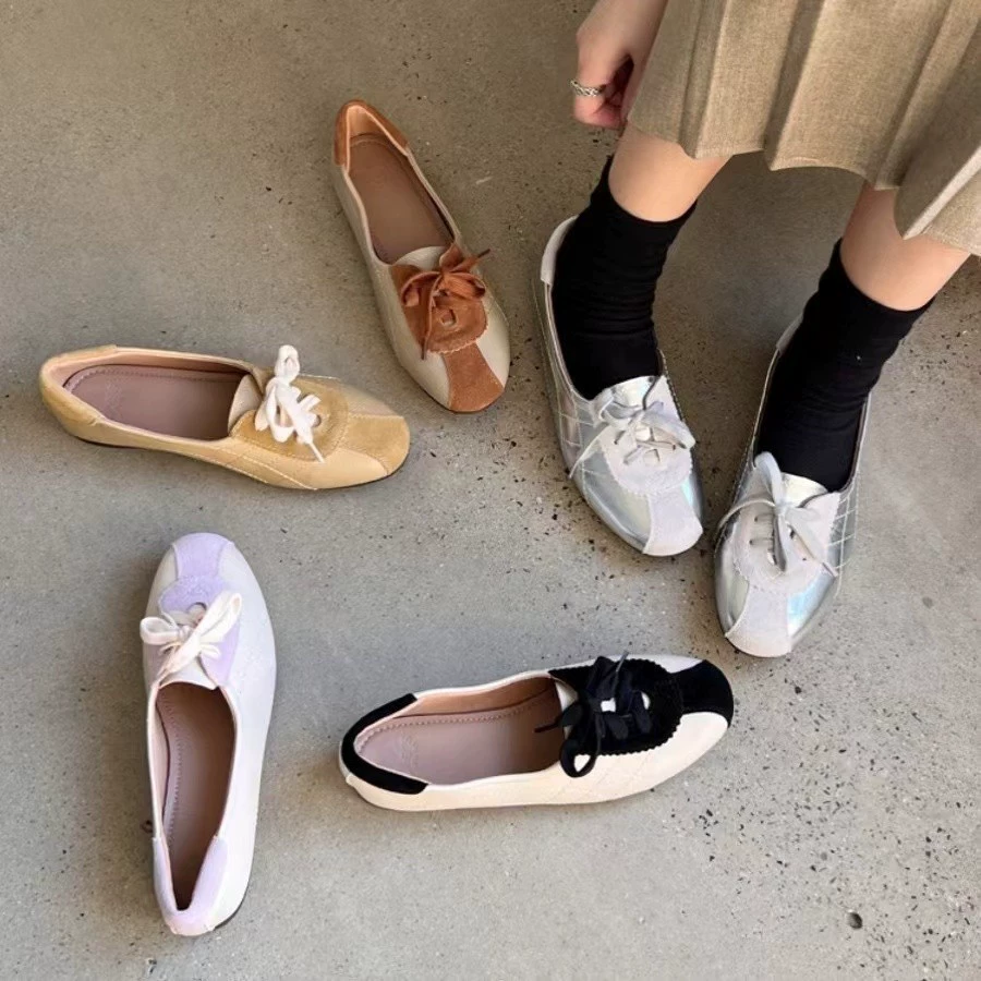 Серебряные одиночные туфли женские весенние и осенние новые ретро феи стиль повседневные шнуровки