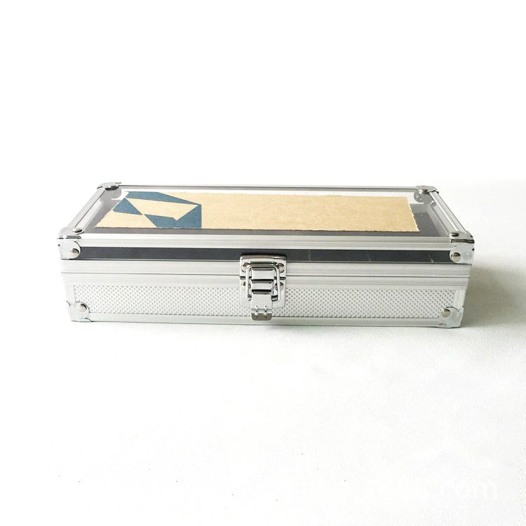 Оптовая продажа 6 бита акриловые часы коробка из алюминиевого сплава рамка часы дисплей коробка для хранения