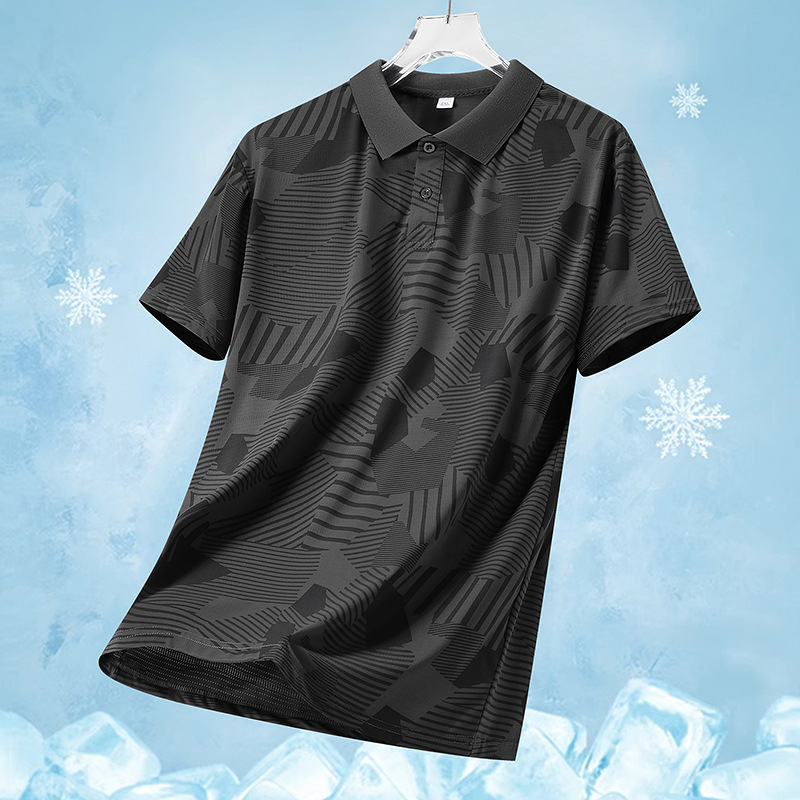 Cross-Border Men's Camouflage Personalized Ice Silk Polo Shirt Top Summer Thin Lapel Short-Sleeved T-Shirt Youth Versatile T-Shirt