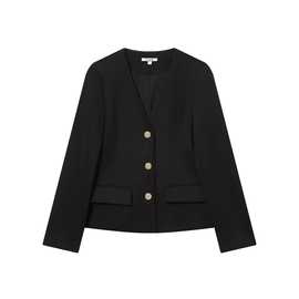 亚马逊批发秋季新款女装百搭V领单排扣垫肩饰长袖西装外套8741569