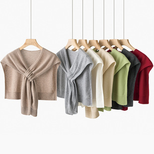12-stitch Plain Pure Cashmere Wearing Waistband All-match Shawl Women's Exterior Shoulder Scarf Wearing Practical Cloak