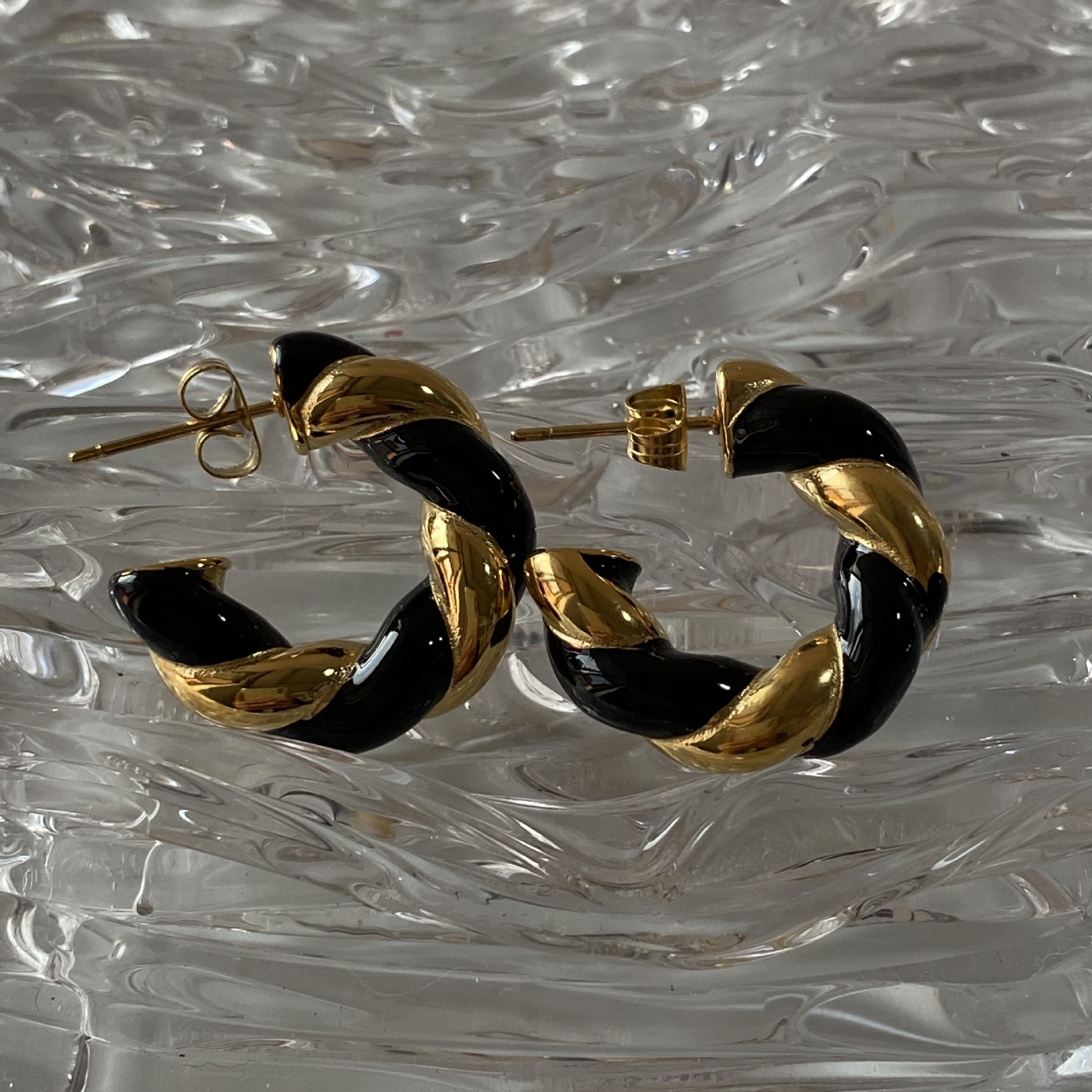 Daily Occasion 304 Stainless Steel, Titanium Steel Material 1 Pair Retro Twist Titanium Steel Plating Gold Plated Earrings